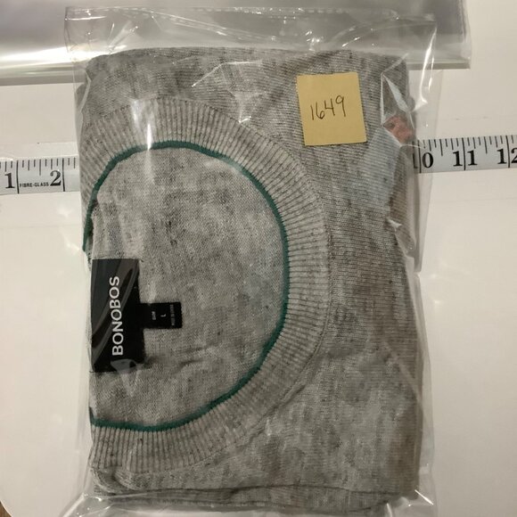 Bonobos Slim Fit Crewneck Sweater Men Size Large 100% Linen Light Gray - Picture 8 of 8